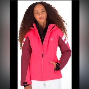 Rossignol Kids Pink and Burgundy Puffer ski Jacket - size 8